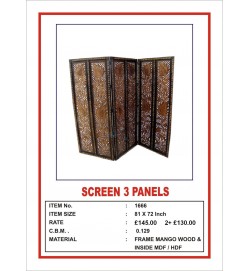 Screen 3 Panel  'Leaf carving' 1.5"