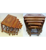 Nest of 4 Inlay table w/drawer