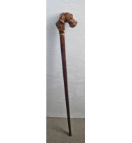 Dog & Prey Head Beechwood Walking Stick