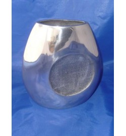 Flat Vase Circle detail Silver 8"