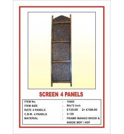 Screen 4 Panel  'Intricate carving' Black