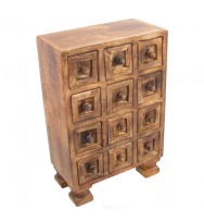 12 Mini Drawer Burnt Finish Tall
