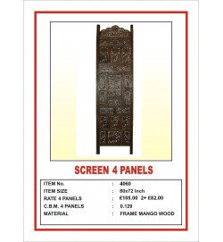 Screen 4 Panel Elephant Wood