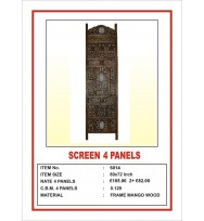 Screen 4 Panel Leaf Carving Ironwork