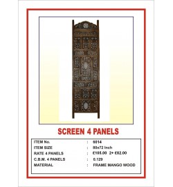 Screen 4 Panel Leaf Carving Ironwork