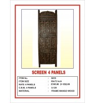 Screen 4 Panel Daisy Carving