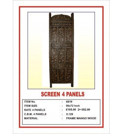 Screen 4 Panel Daisy Carving