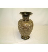 Black Vase with detail brass etching