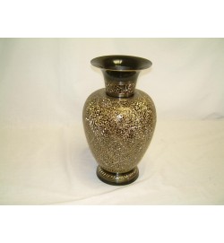 Black Vase with detail brass etching
